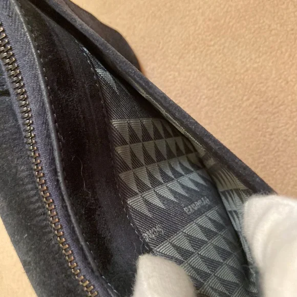 Proenza Schouler navy blue suede shoulder bag,double buckle strap/snap closure - Picture 6 of 14